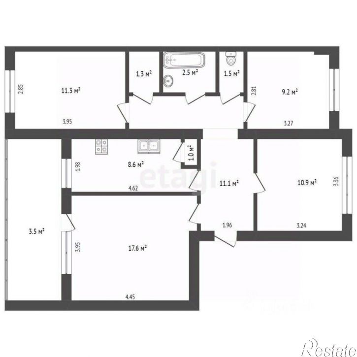 4-комн квартира улица 8 Марта, 38А,  д. 38А