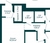 4-комн, 66 кв м, этаж 10/31 ул Комсомольская, 122 1