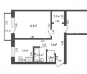 2-комн, 45кв м, этаж 3/5 улица Нагуманова, 56В