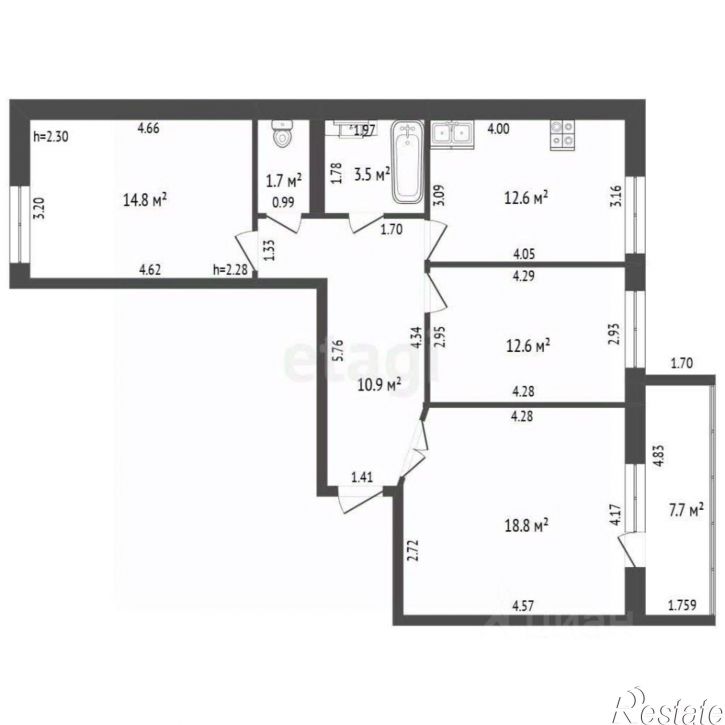 3-комн квартира ул Новая, 2,  д. 2