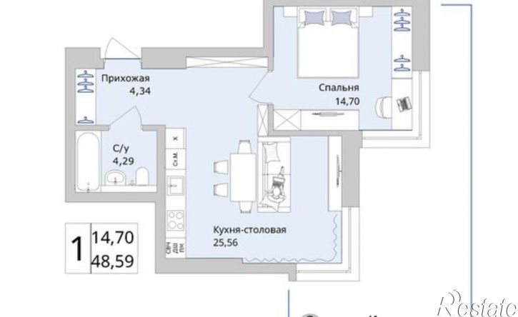 1-комн квартира в новом доме Уфа, Сипайловская улица, 31