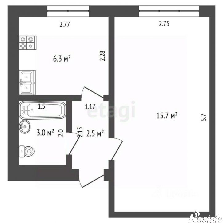 1-комн квартира