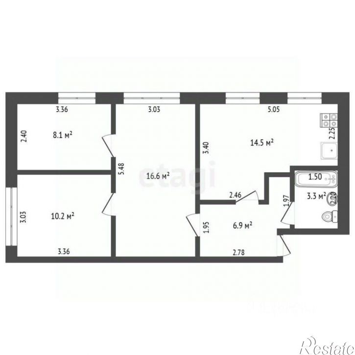 3-комн квартира Пролетарская улица, 107,  д. 107