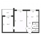 2-комн, 46кв м, этаж 3/5 Элеваторная улица, 3