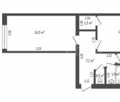 2-комн, 45кв м, этаж 2/5 улица Артёма, 5
