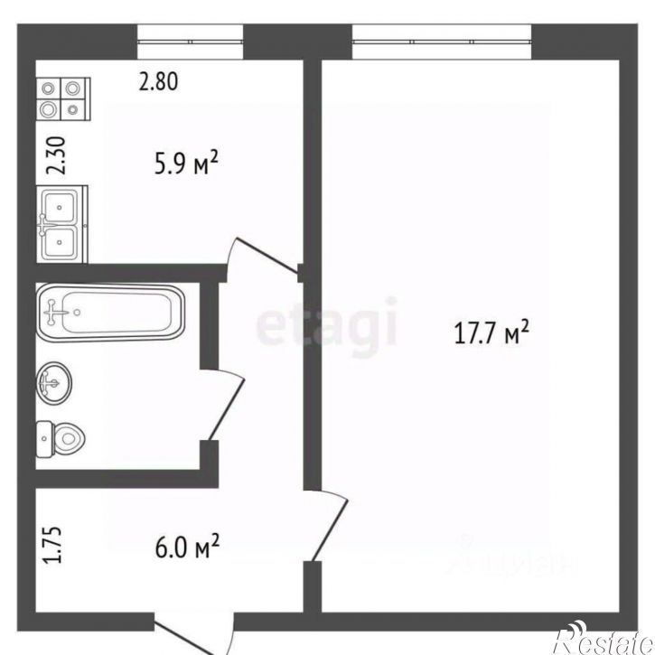 1-комн квартира улица Гагарина, 54/2,  д. 54/2