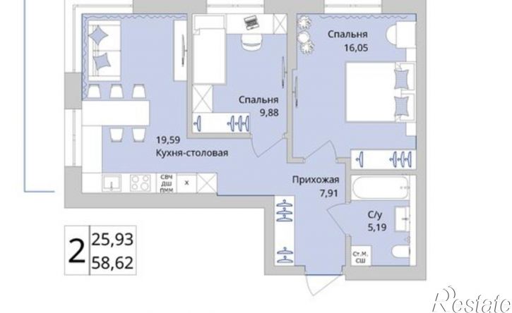 2-комн квартира в новом доме Уфа, Сипайловская улица, 31