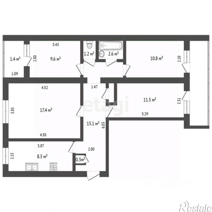 4-комн квартира