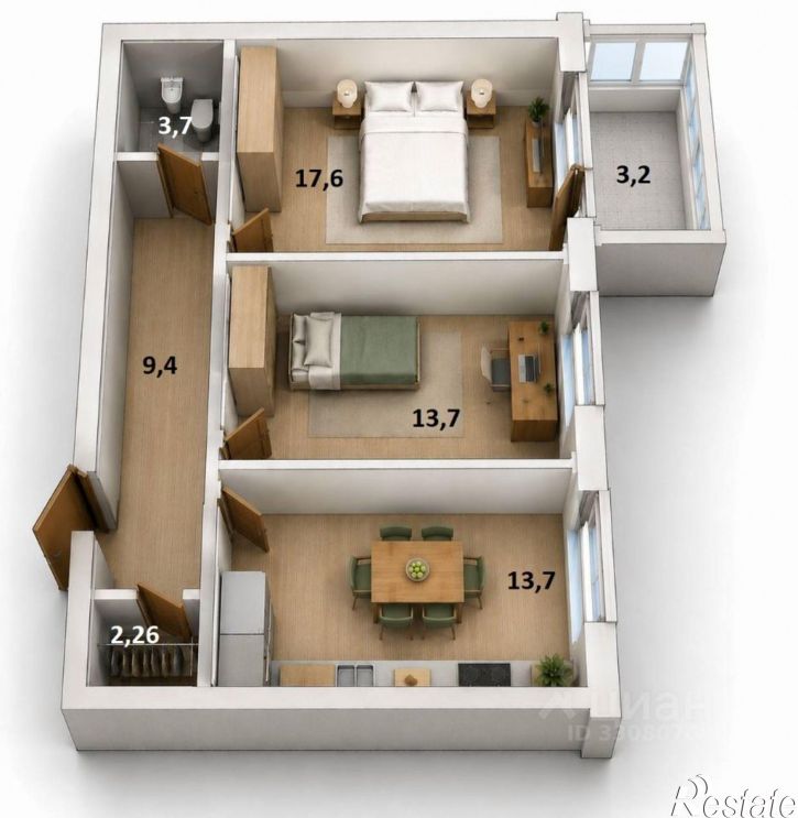 2-комн квартира ул Бориса Перина, 2,  д. 2