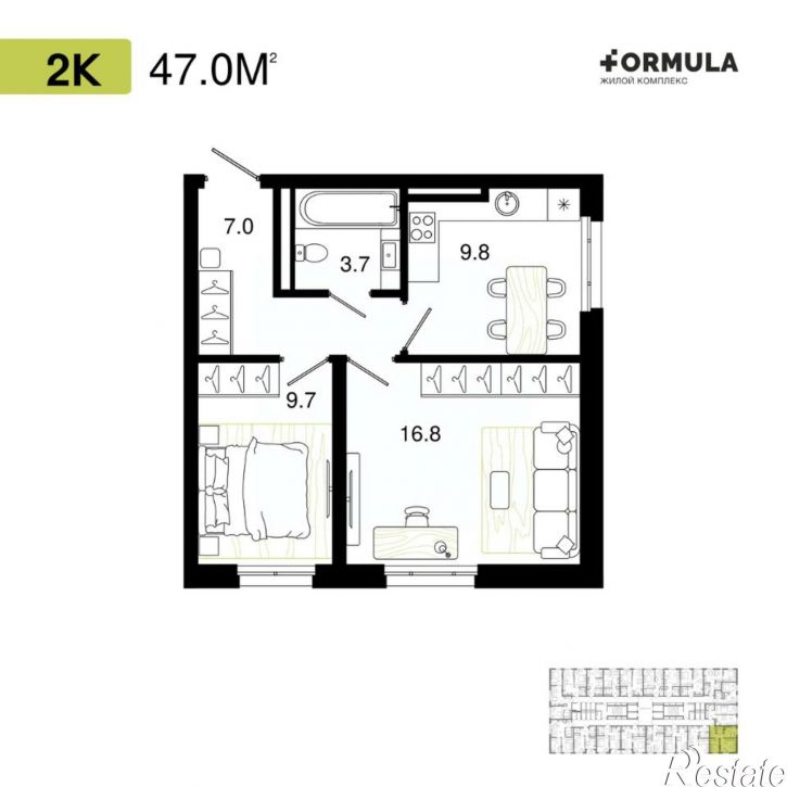 2-комн квартира в новом доме г.Уфа, ул.Степана Злобина, 31/6