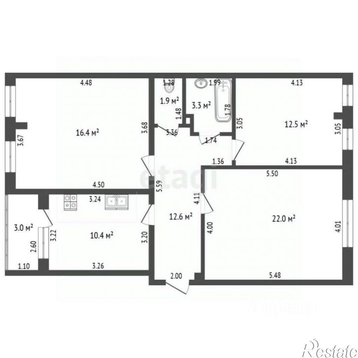 3-комн квартира