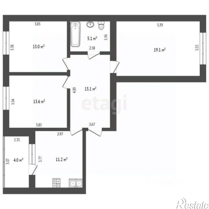 3-комн квартира