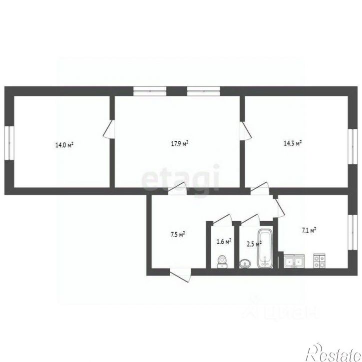 3-комн квартира