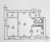 2-комн, 42кв м, этаж 1/5 проспект Октября, 82/1