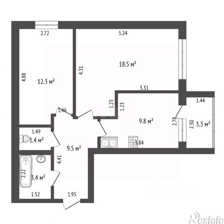 2-комн квартира ул Лазурная, 11,  д. 11