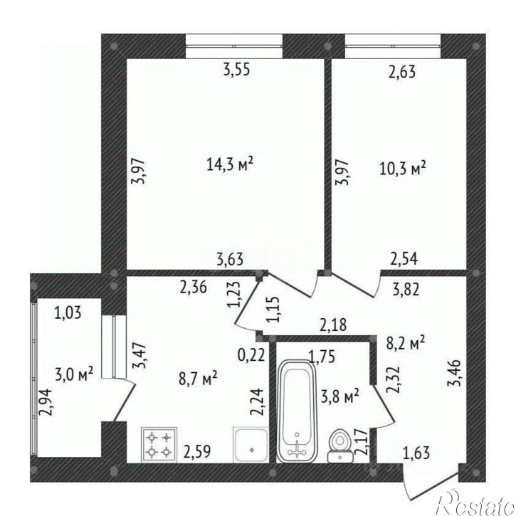 2-комн квартира Осенняя улица, 2,  д. 2
