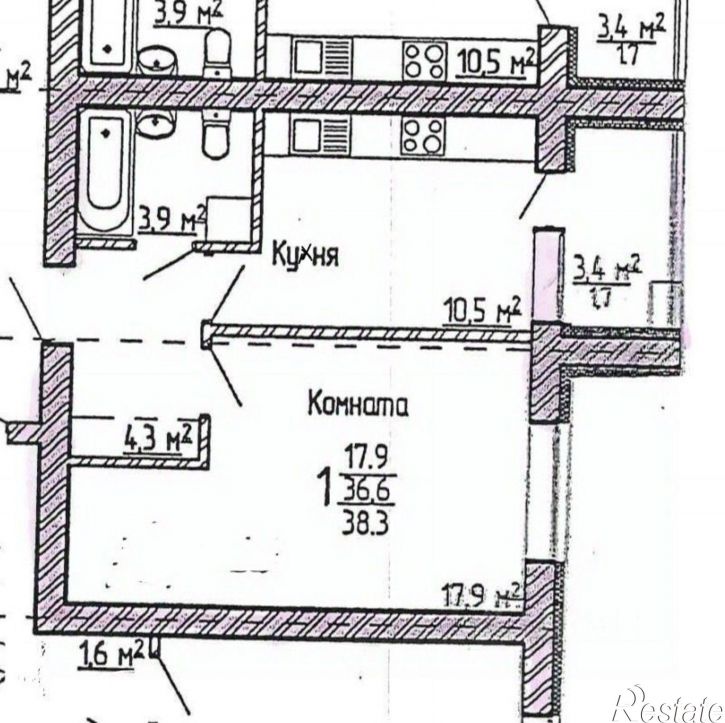 1-комн квартира ул Нестерова, 6,  д. 6