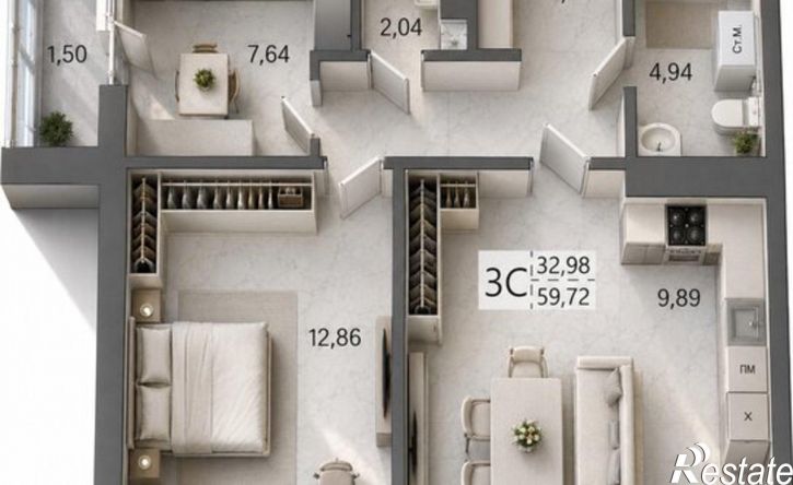 3-комн квартира в новом доме Уфа, улица Ахметова, 233