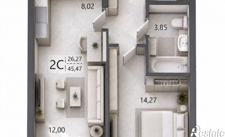 2-комн квартира в новом доме Уфа, улица Ахметова, 233