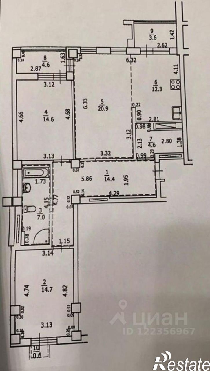 3-комн квартира ул Октябрьской Революции, д 23а