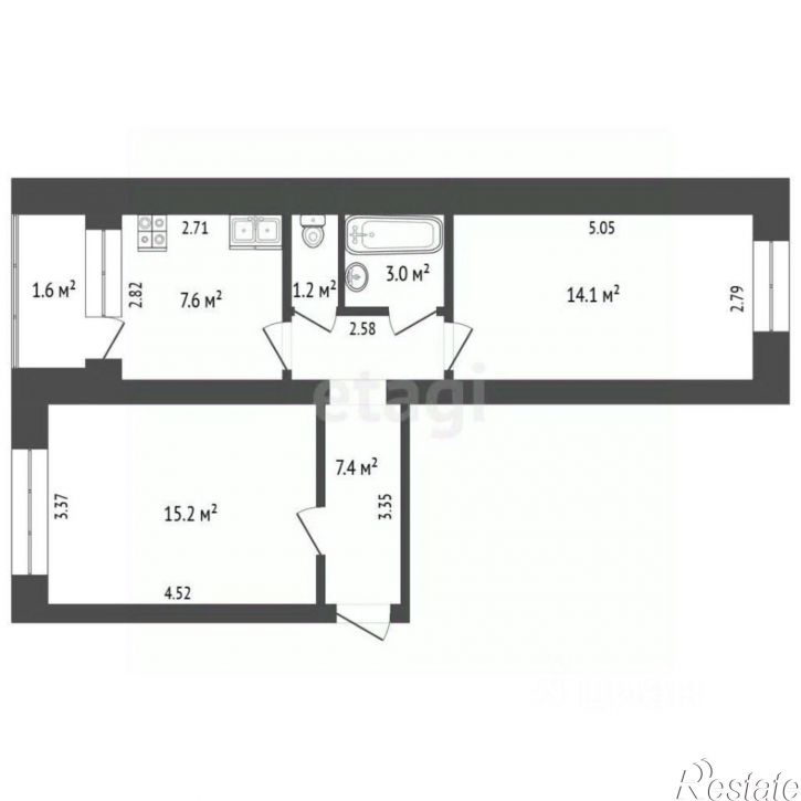 2-комн квартира