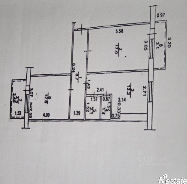 2-комн квартира ул Центральная, 56 1,  д. 56 1,  к. 1