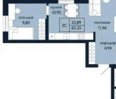 3-комн, 65 кв м, этаж 17/24 ул Пархоменко, 133
