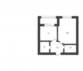 1-комн, 37кв м, этаж 2/5 пер Кувыкина, 9А