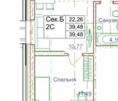 2-комн, 39 кв м, этаж 6/24 Уфа, улица Пархоменко, 133