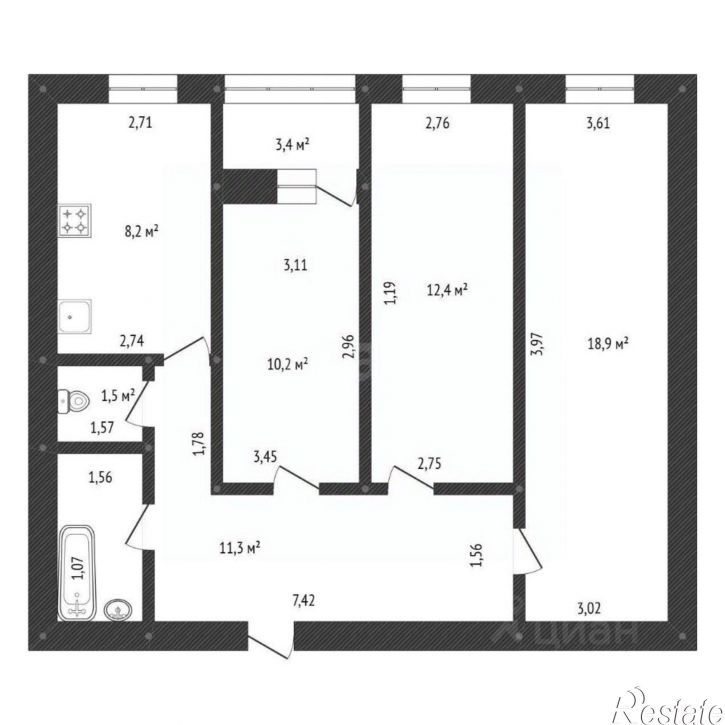 3-комн квартира городской округ Уфа