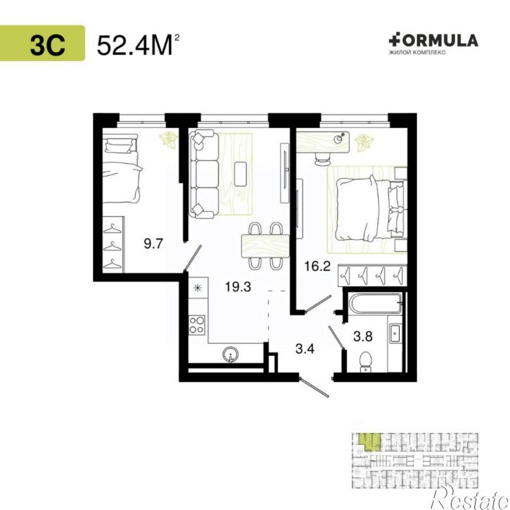 2-комн квартира в новом доме г.Уфа, ул.Степана Злобина, 31/6