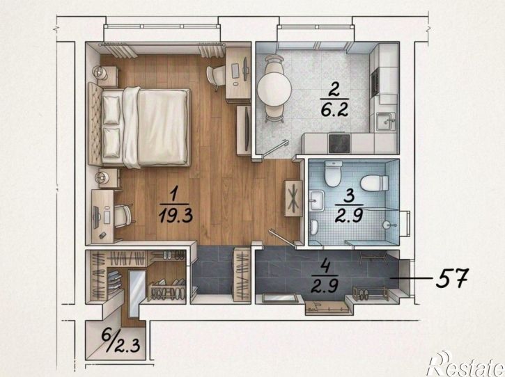 1-комн квартира ул Александра Невского, д 30, кв 57