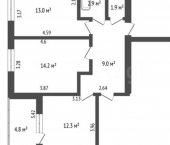 3-комн, 70кв м, этаж 9/9 Стерлитамак, Волочаевская улица, 22Б
