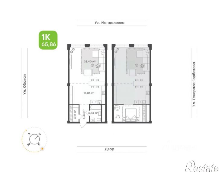 1-комн квартира в новом доме Уфа, улица Менделеева, 132
