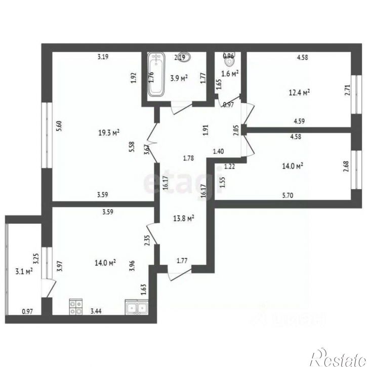 3-комн квартира
