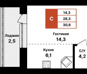 1-комн, 30 кв м, этаж 8/8 Уфа, совхоз Цветы Башкирии
