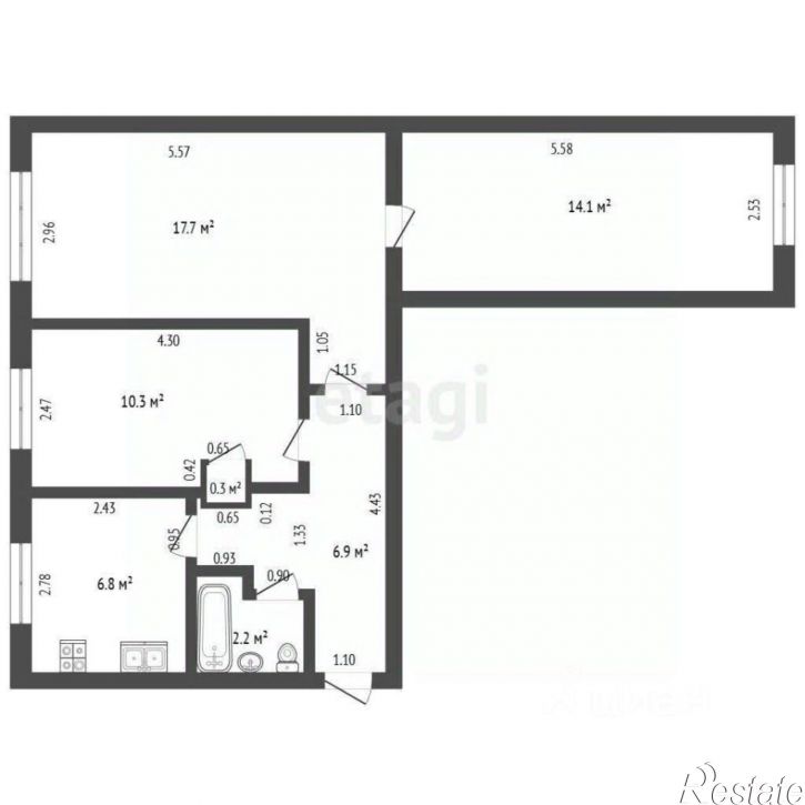 3-комн квартира ул Мира, 2,  д. 2
