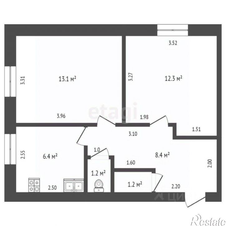 2-комн квартира ул Гагарина, 54/2,  д. 54/2