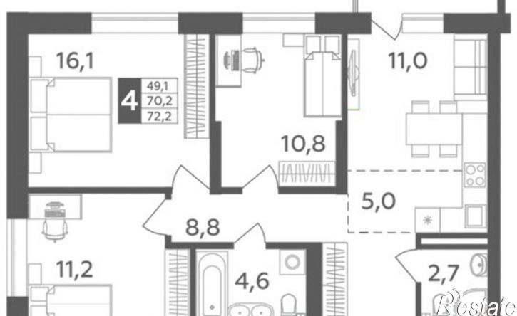 4-комн квартира в новом доме Уфа, улица Орджоникидзе, 30/2