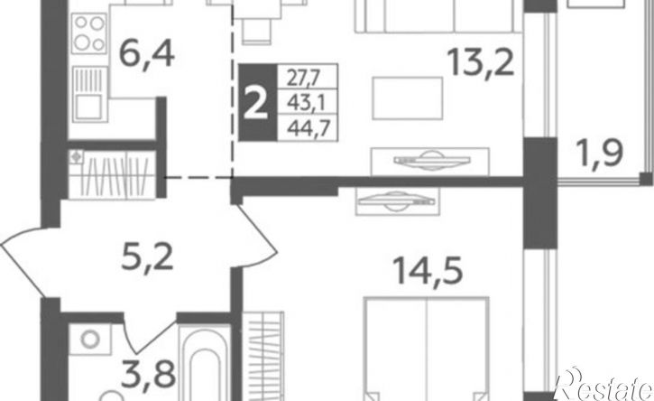 2-комн квартира в новом доме Уфа, улица Орджоникидзе, 30/2