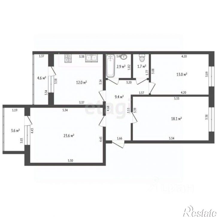 3-комн квартира