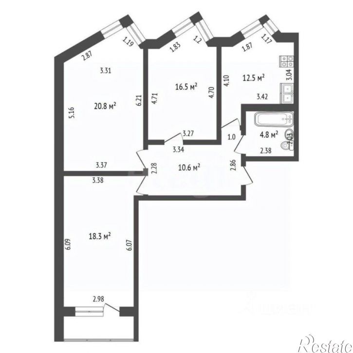 3-комн квартира