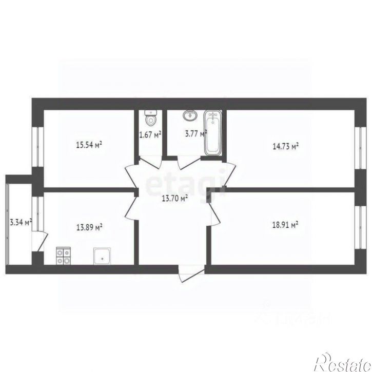 3-комн квартира