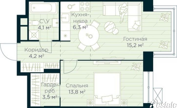 1-комн квартира в новом доме Уфа, жилой район Глумилино, ЖК Урман Сити