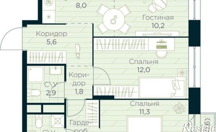 2-комн квартира в новом доме Уфа, жилой район Глумилино, ЖК Урман Сити