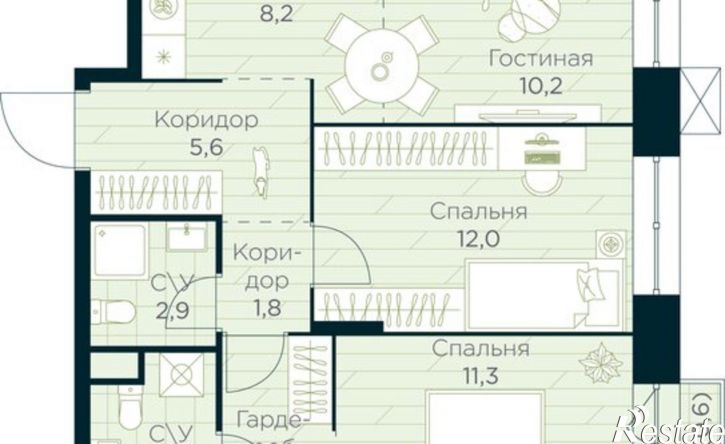 2-комн квартира в новом доме Уфа, жилой район Глумилино, ЖК Урман Сити