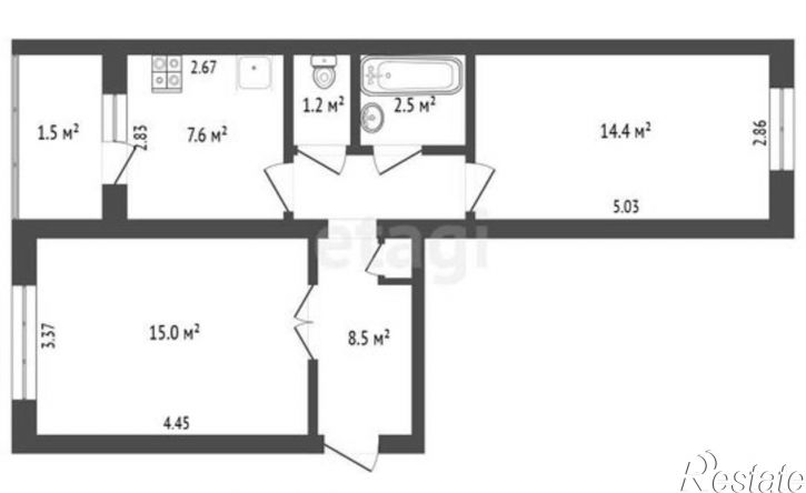 2-комн квартира ул Богдана Хмельницкого, 23,  д. 23