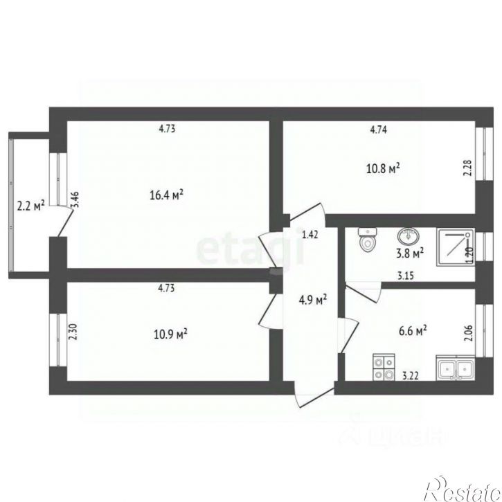 3-комн квартира ул Мира, 54,  д. 54