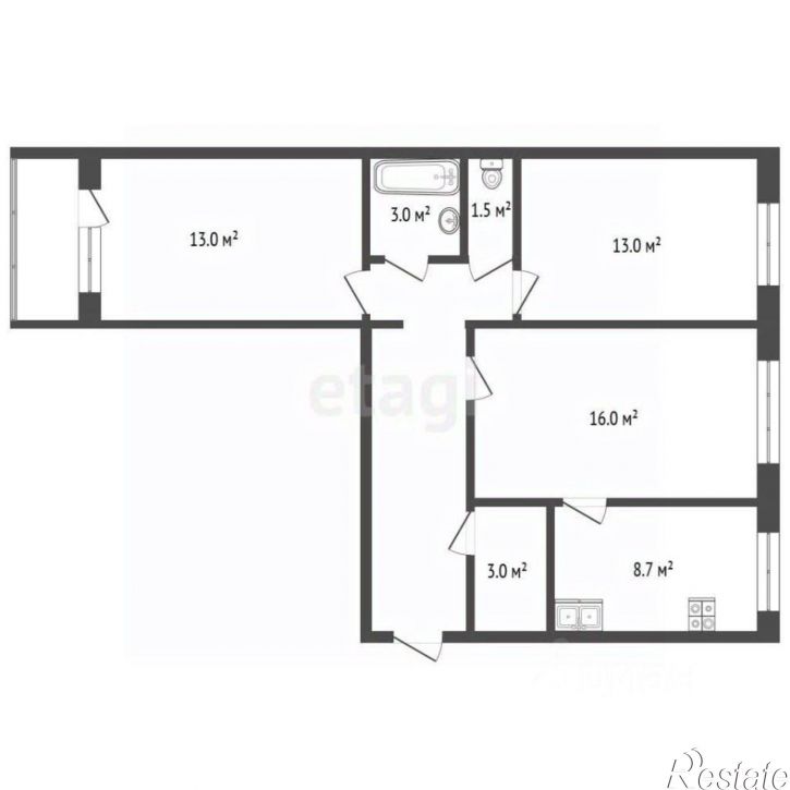 3-комн квартира