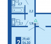 2-комн, 54 кв м, этаж 14/17 Исследовательская улица, 34
